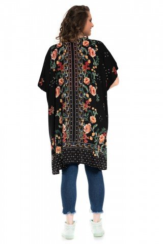 Cardigan negru cu print floral