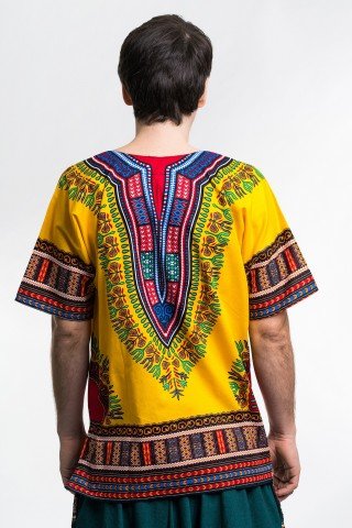 Camasa galbena unisex cu print african