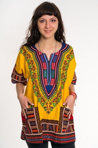 Camasa galbena unisex cu print african