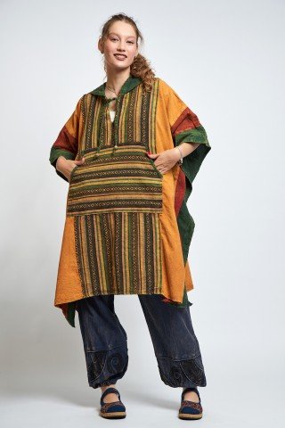 Poncho unisex Rasta cu tesatura etnica