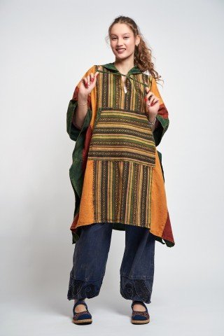 Poncho unisex Rasta cu tesatura etnica