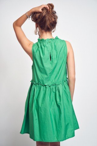 Rochie verde din bumbac cu talie elastica