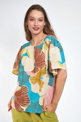 Bluza multicolora cu imprimeu floral Bai