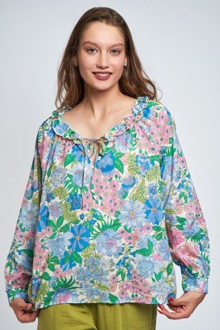 Bluza multicolora cu imprimeu floral Doria