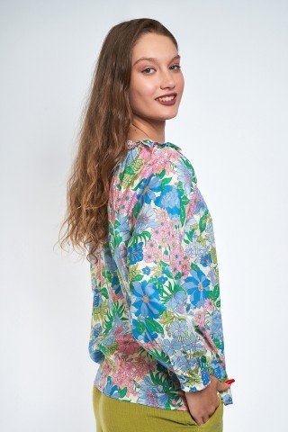 Bluza multicolora cu imprimeu floral Doria