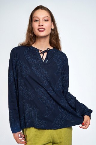 Bluza bleumarin cu impriemu paisley Ivy