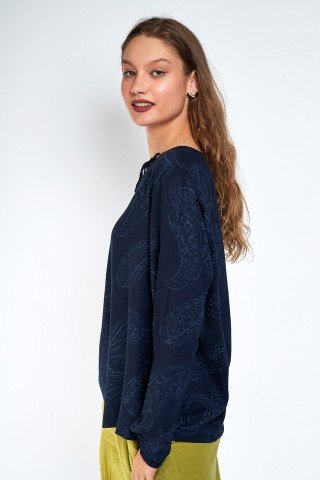 Bluza bleumarin cu impriemu paisley Ivy