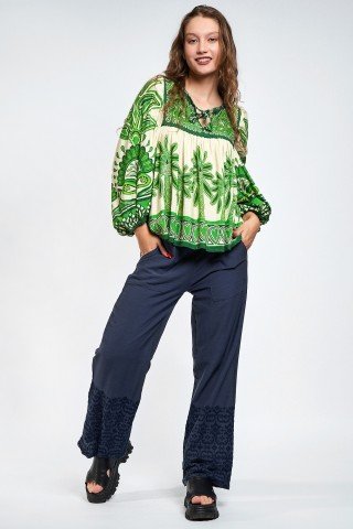 Bluza crem cu verde Shan