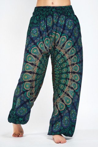 Pantaloni bleumarin cu imprimeu mandala