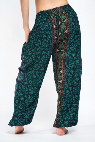 Pantaloni bleumarin cu imprimeu mandala